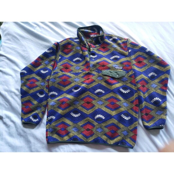 Patagonia Mens Medium Synchilla Snap-T Pullover Fleece Jacket Slowfoot Cobalt - Picture 1 of 10